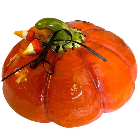 NWT! Blue Sky Stitched Jack-o’-Lantern Pumpkin Figurine - Picture 8 of 13